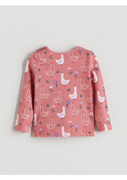 Yeni Sezon Bisiklet Yaka Baskılı Kız Bebek Tişört modelleri