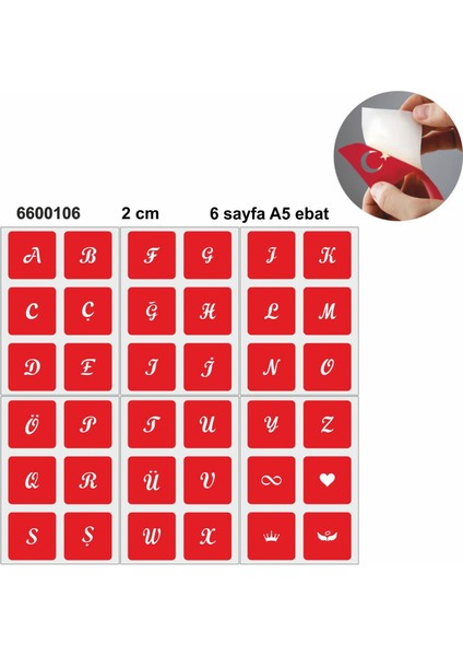 Büyük Boy El Yazısı Harf 5'li Set Geçici Dövme Kına Şablonu