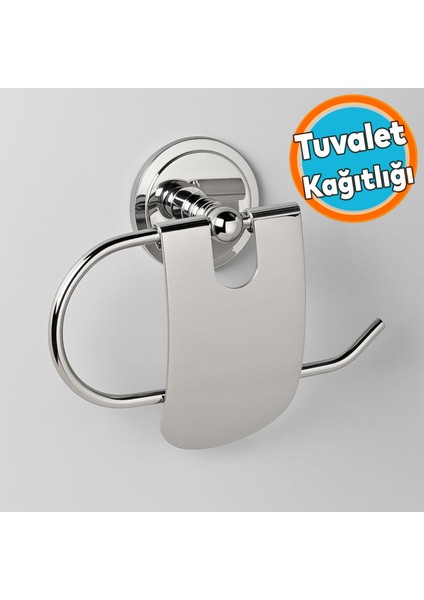 Yapışkanlı Metal Tuvalet Kağıtlık Aparat Kapalı Wc Kağıt Standı Bez Havluluk Paslanmaz Sağlam Krom