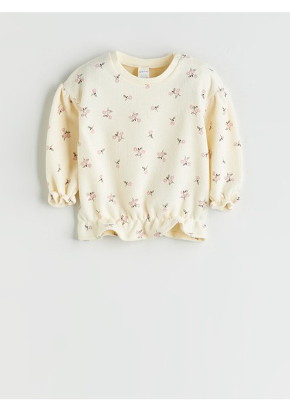 Yeni Sezon Bisiklet Yaka Çiçekli Kız Bebek Sweatshirt ve Tayt 2'li fiyatları