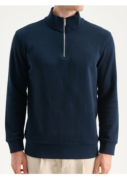 Yeni Sezon Fermuarlı Dik Yaka Uzun Kollu Erkek Sweatshirt modelleri