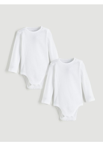 Yeni Sezon Bisiklet Yaka Basic Kız Bebek Çıtçıtlı Bodysuit 2'li