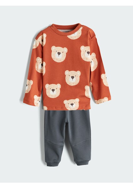 Yeni Sezon Baskılı Erkek Bebek Tişört ve Pantolon 2'li