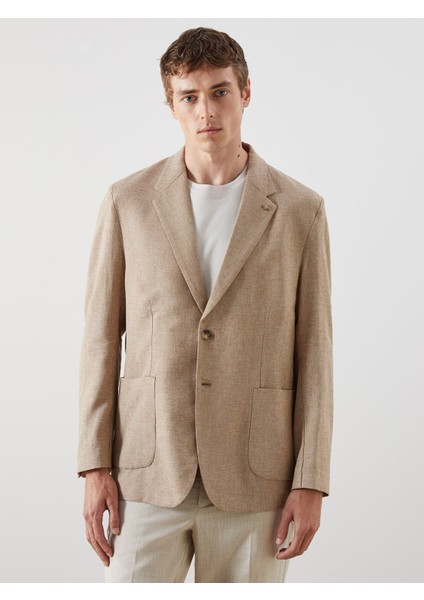 Yeni Sezon Standart Kalıp Keten Görünümlü Erkek Blazer Ceket
