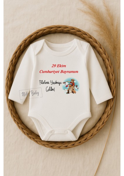 Atatürk Temalı 29 Ekim Cumhuriyet Bayramı Yazılı Uzun Kol Zıbın