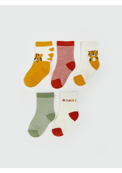 Yeni Sezon Baskılı Erkek Bebek Soket Çorap 5'li