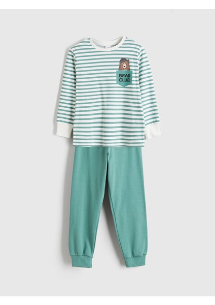 Yeni Sezon Bisiklet Yaka Erkek Çocuk Pijama Takımı