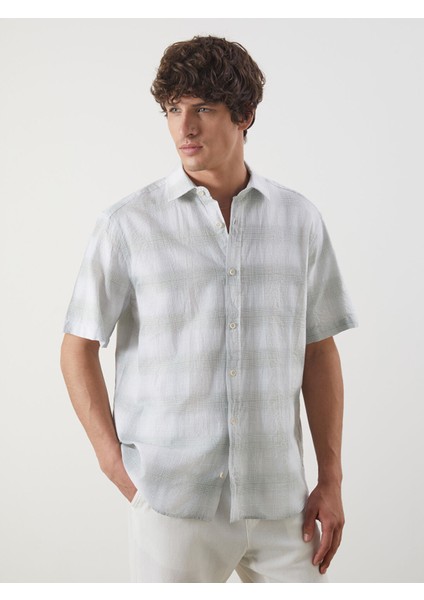 Yeni Sezon Regular Fit Kısa Kollu Ekose Poplin Erkek Gömlek
