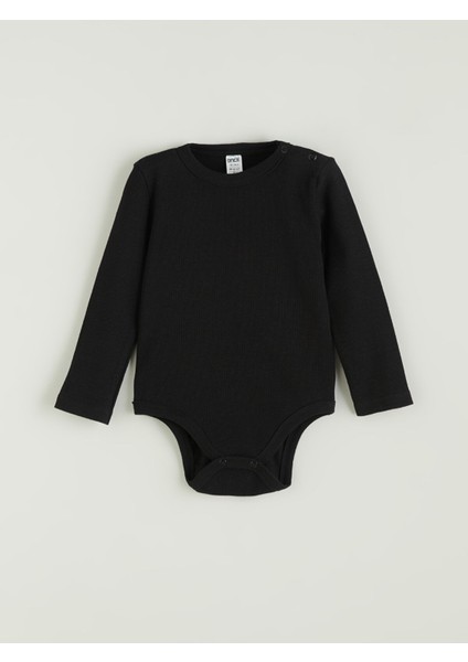 Yeni Sezon Bisiklet Yaka Basic Kız Bebek Çıtçıtlı Body