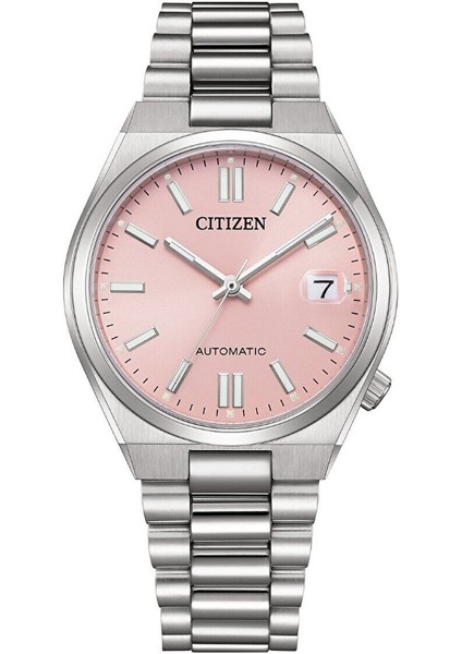 NJ0200-50Z Erkek Kol Saati | 37 mm Paslanmaz Çelik Kasa, Pembe Kadran, Otomatik Mekanizma