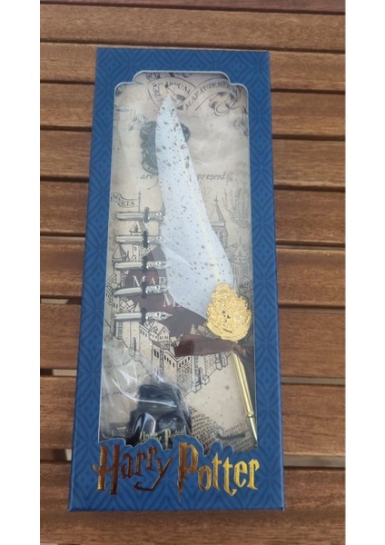 Harry Potter Baskılı Özel Tasarım Divit Hokka Seti Masaüstü Tüylü Divit Kalem Mürekkep Hediyelik Set
