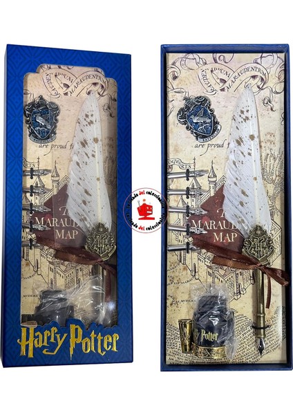 Harry Potter Baskılı Özel Tasarım Divit Hokka Seti Masaüstü Tüylü Divit Kalem Mürekkep Hediyelik Set modelleri