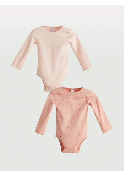 Yeni Sezon Çiçekli Kız Bebek Çıtçıtlı Body 2'li