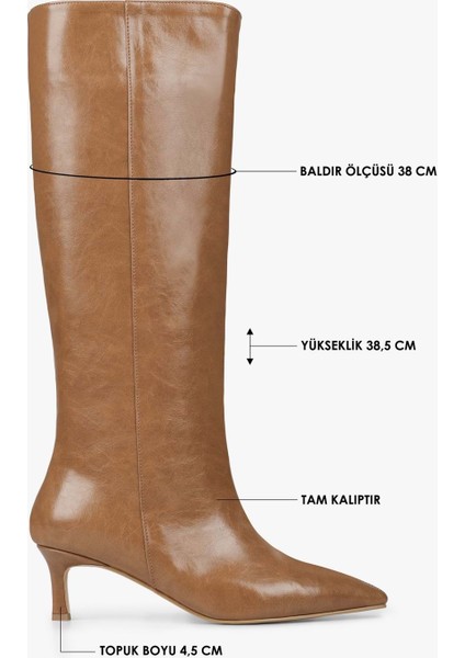 Kadın Blaze Karamel Cilt Kısa Sivri Topuklu Çizme fırsatları