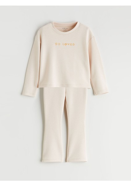 Yeni Sezon Baskılı Kız Bebek Sweatshirt ve Eşofman Altı
