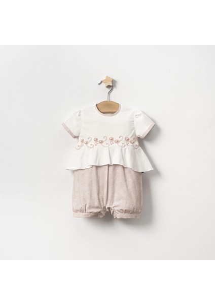 Yazlık Brodeli Incili Bebe Kız Tulum