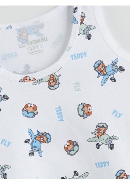Yeni Sezon Bisiklet Yaka Ayı Teddy Baskılı Erkek Çocuk Atlet 2'li modelleri