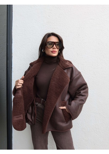 Kahve Düğmeli Süet Ceket modelleri