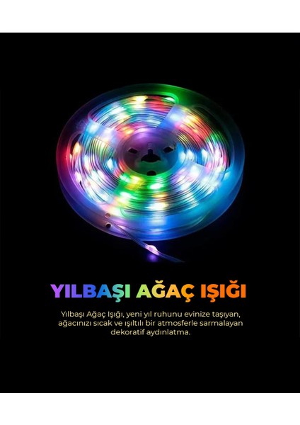 Yılbaşı Ağacı Şerit LED - 10 Metre- Telefondan Kontrol - Ses Duyarlı fiyatları