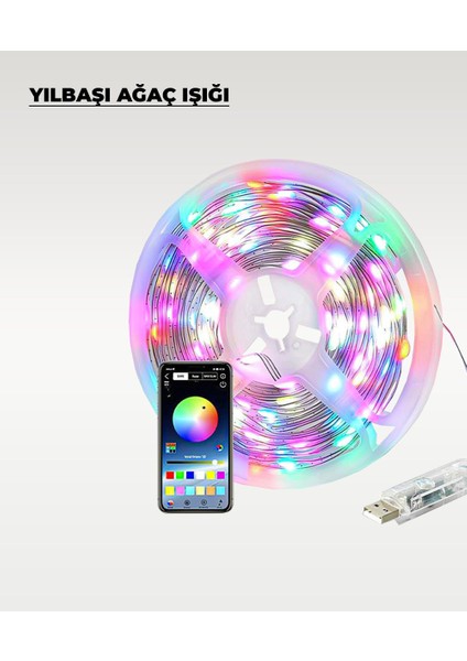 Yılbaşı Ağacı Şerit LED - 10 Metre- Telefondan Kontrol - Ses Duyarlı modelleri