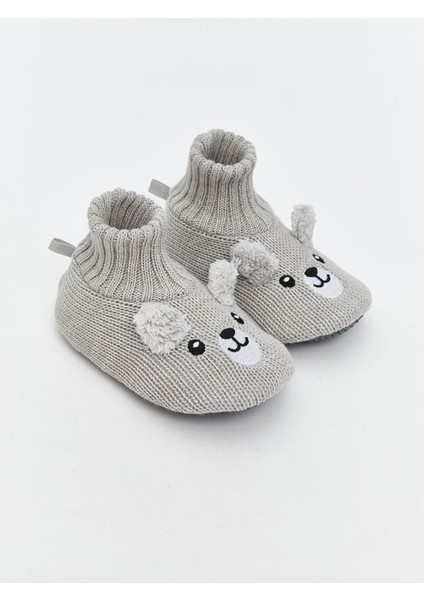 Yeni Sezon Nakışlı Erkek Bebek Çoraplı Ev Ayakkabısı