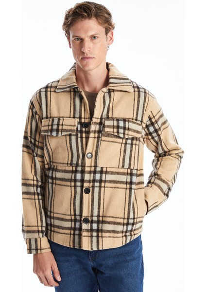 Yeni Sezon Regular Fit Uzun Kollu Ekose Erkek Gömlek Ceket