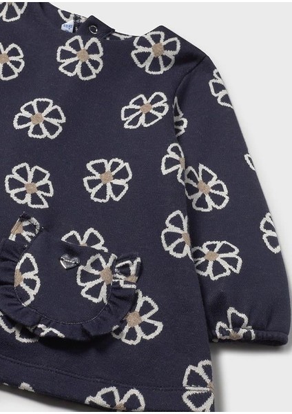 Kız Bebek Çiçek Desenli Elbise Lacivert 2918 - 1/4 Yaş modelleri