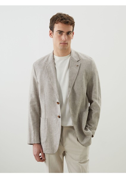Yeni Sezon Standart Kalıp Keten Görünümlü Erkek Blazer Ceket