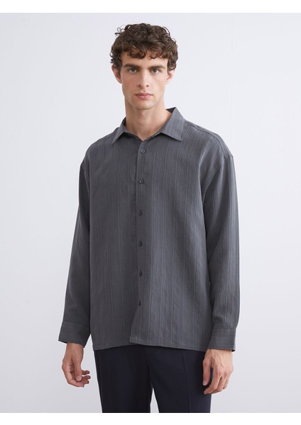 Yeni Sezon Regular Fit Uzun Kollu Armürlü Erkek Gömlek
