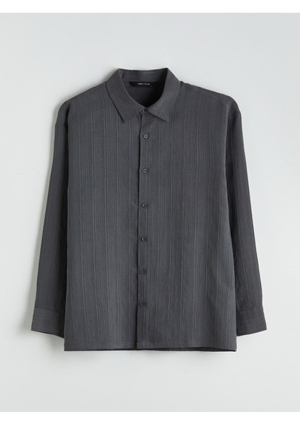 Yeni Sezon Regular Fit Uzun Kollu Armürlü Erkek Gömlek indirimleri