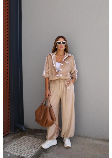 Latte Kadife Ceket Eşorfman Takım