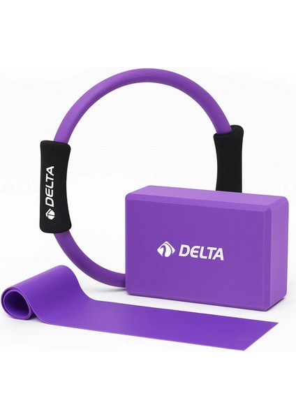 Yoga Pilates Seti – Pilates Çemberi + Yoga Blok + 120 x 15 cm Bant Plates Lastiği