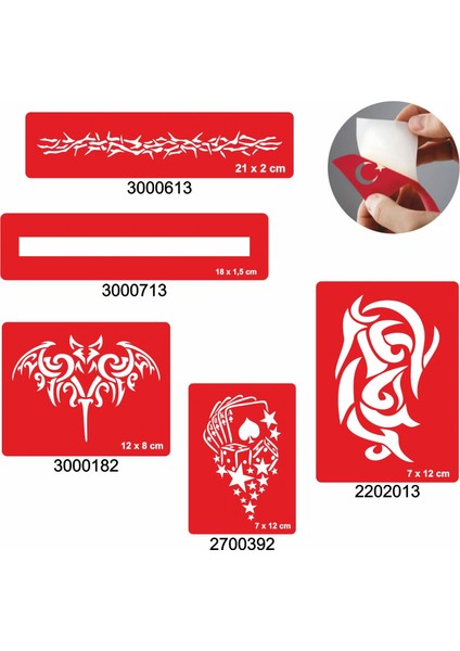 Güçlü Erkek Modelleri 5'li Set Geçici Dövme Kına Şablonu