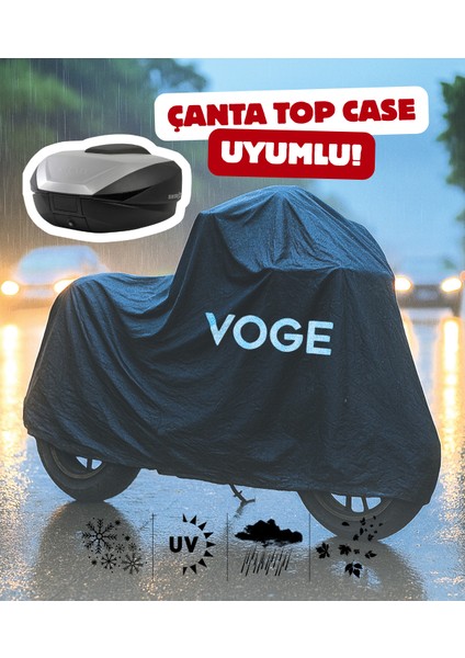 Voge 650 Dsx Motor Branda Siyah Su Geçirmez Topcase Çanta Uyumlu Logolu Motosiklet Brandası