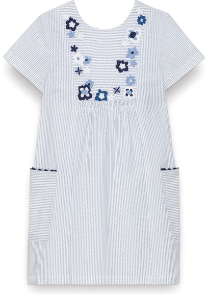 Çizgili Kısa Kollu Kız Çocuk Elbise