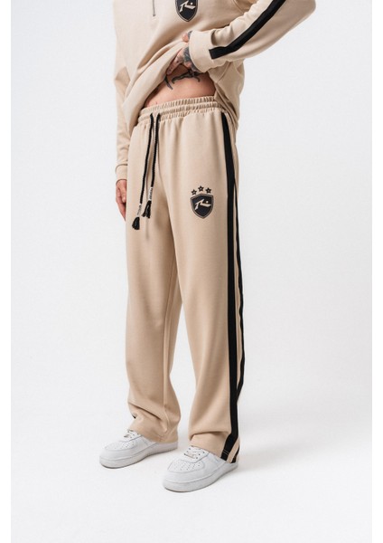 Erkek Şerit Detaylı Modal Baggy Eşofman Altı Bej fiyatları