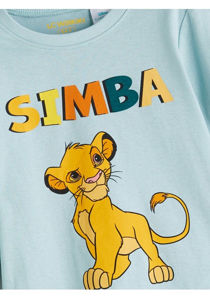 Yeni Sezon Bisiklet Yaka Simba Baskılı Erkek Çocuk Pijama Takımı modelleri