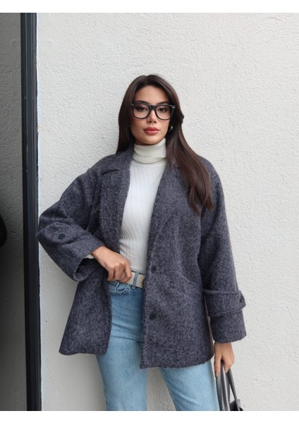 Açık Cep Kırçıllı Kaşe Kaban