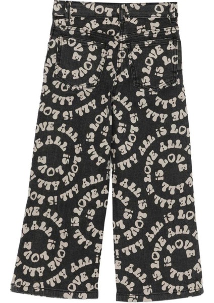 Siyah Baskılı Kız Çocuk Pantolon modelleri