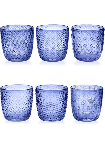 Sixties Indigo Mavi Cam 6'lı Bardak Seti