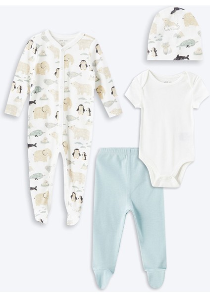 Yeni Sezon Baskılı Erkek Bebek Hastane Çıkış Seti