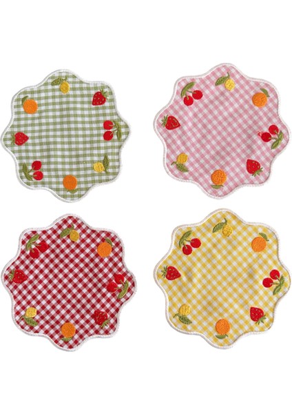 Fruit Desenli Keten 4'lü Bardak Altlığı Seti