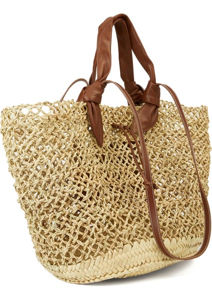 Fonol Naturel Krem Palmiye Lifi Plaj Çantası modelleri