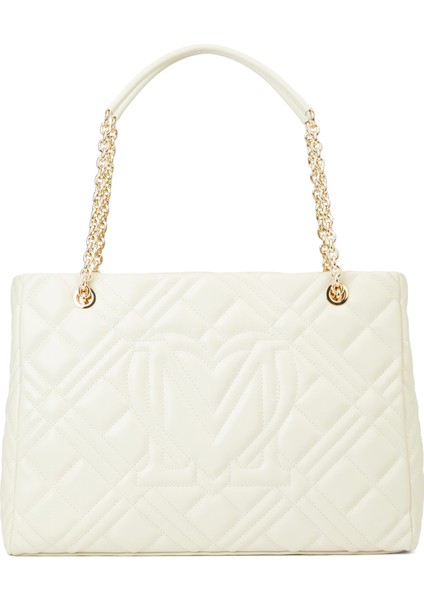 Beyaz Logo Detaylı Kadın Alışveriş Çantası fırsatları