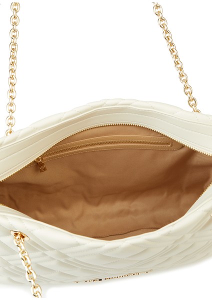 Beyaz Logo Detaylı Kadın Alışveriş Çantası indirimleri