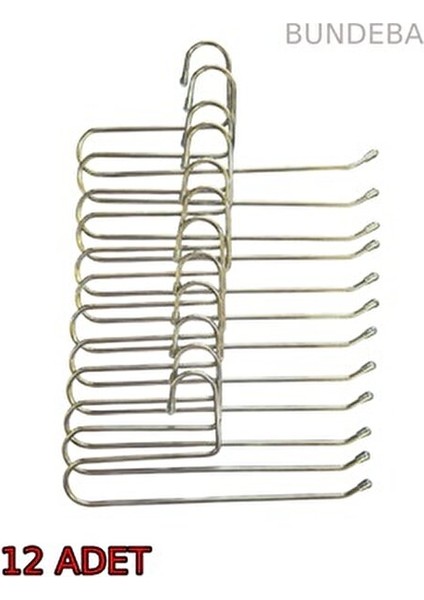 Paslanmaz Çelik 12 Adet Tekli Metal Pantolon Askısı fırsatları