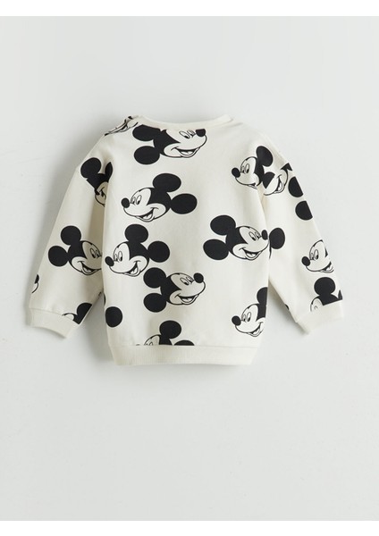 Yeni Sezon Bisiklet Yaka Mickey Mouse Baskılı Erkek Bebek Sweatshirt ve Eşofman Alt 2'li modelleri