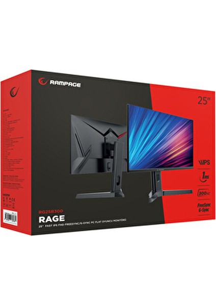 Rage RG25R300 25'' 300Hz 1ms Fast IPS Rgb Freesync Fhd Pc Flat Oyuncu Monitörü