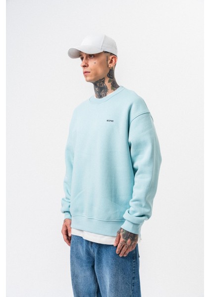 Erkek Respire Yazı Detaylı Basic Oversize Sweatshirt Bebe Mavi fiyatları