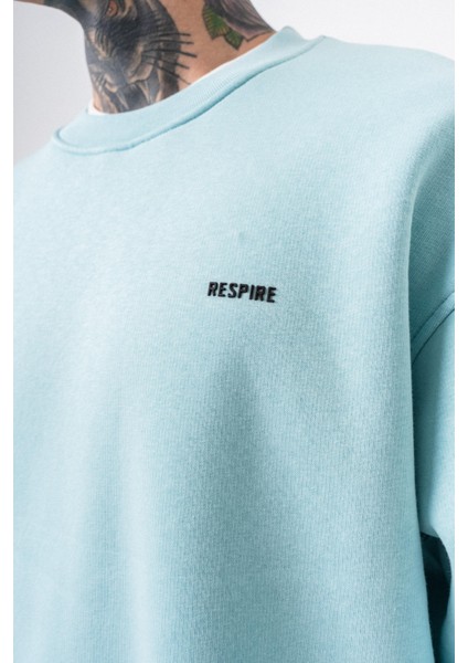 Erkek Respire Yazı Detaylı Basic Oversize Sweatshirt Bebe Mavi fırsatları